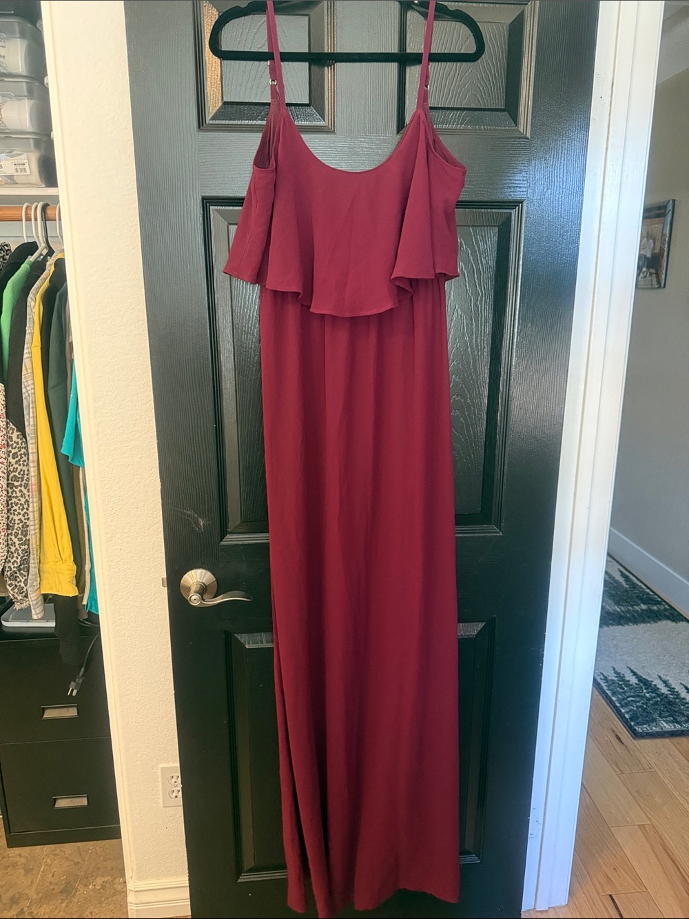 Show Me Your MuMu Burgundy Ruffle Spaghetti Strap Maxi Dress